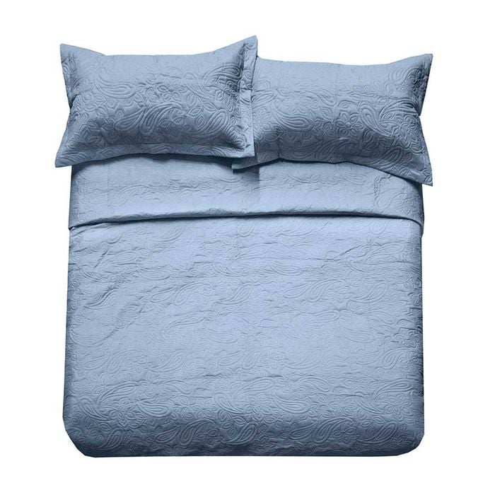 Bambury Paisley Coverlet Set - Blue - Queen/King