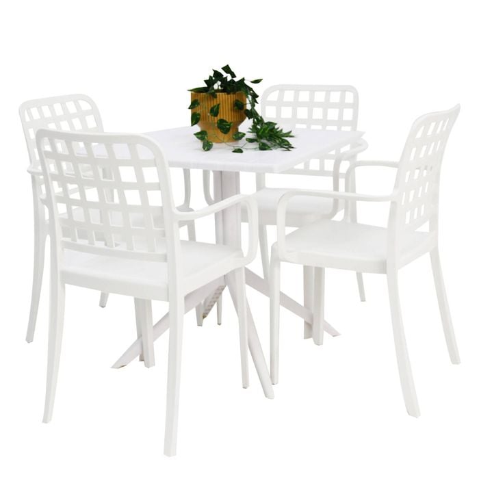 FRANKIE 5PC ARMCHAIR SETTING - WHITE