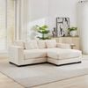 Homfurn 231cm Oversized 2 Seater Sofa with Chaise, Corduroy Couches with an Ottoman, 2 Seater Modern Deep Seat Sofa with Pillows