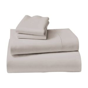 1000 Thread Count Cotton Rich Double Bed Sheet Set 4 Piece, Soft Feel Microfibre Blend, Solid Colour - Silver