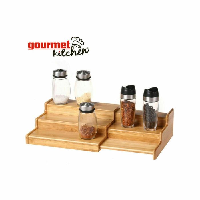 Gourmet Kitchen Tier Expandable Spice Rack Natural Brown