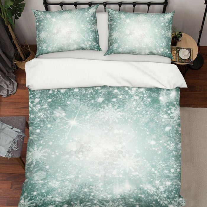 3D White Snowflake 188 Bed Pillowcases Quilt King Size