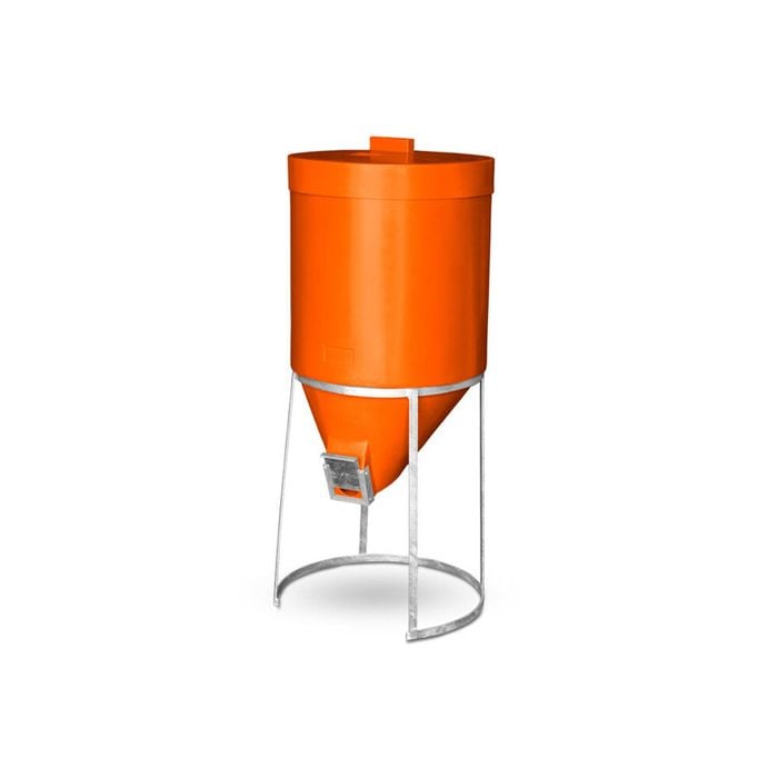 2pc AgBoss Industrial and Livestock Mini Silo with Lid Gal Stand 200L Orange