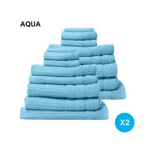 Royal Comfort Eden Towel Set 600gsm Absorbent Aqua 16 Piece