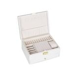 2-Layer Large Jewelry Organizer - Removable Tray - White Gift Box