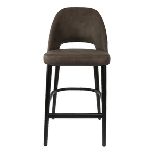 Durafurn 750mm High Charcoal Fabric Semifreddo Bar Stool with Black Beech Wood Legs