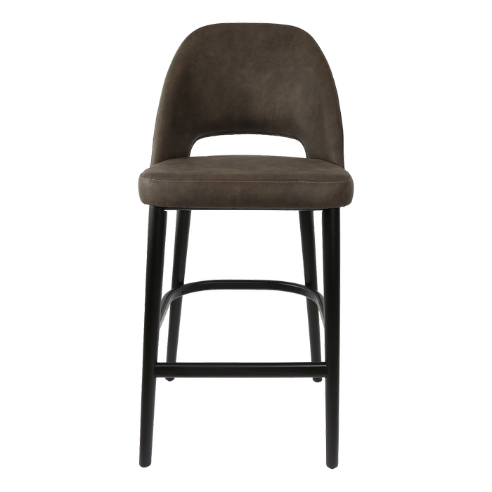 Durafurn 750mm High Charcoal Fabric Semifreddo Bar Stool with Black Beech Wood Legs