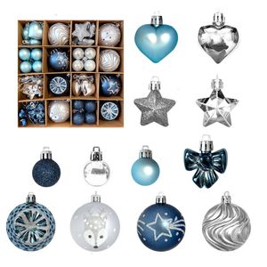 Catzon 64 Pcs Christmas Ornaments with Bow & Star & Heart Shaped Great for Holiday Party Decor-Set 8