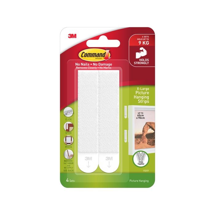 Command 9kg Extra Large White Picture Hanging Strips - 4 Pack