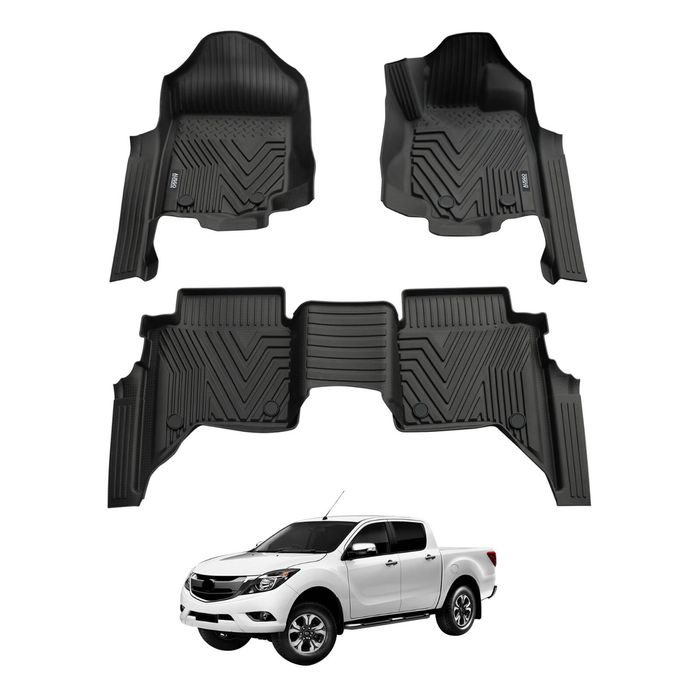 AUSGO 5D Injection Car Floor Mats for Mazda BT-50 BT50 Dual Cab 2011-2020 All-Weather Floor Liners