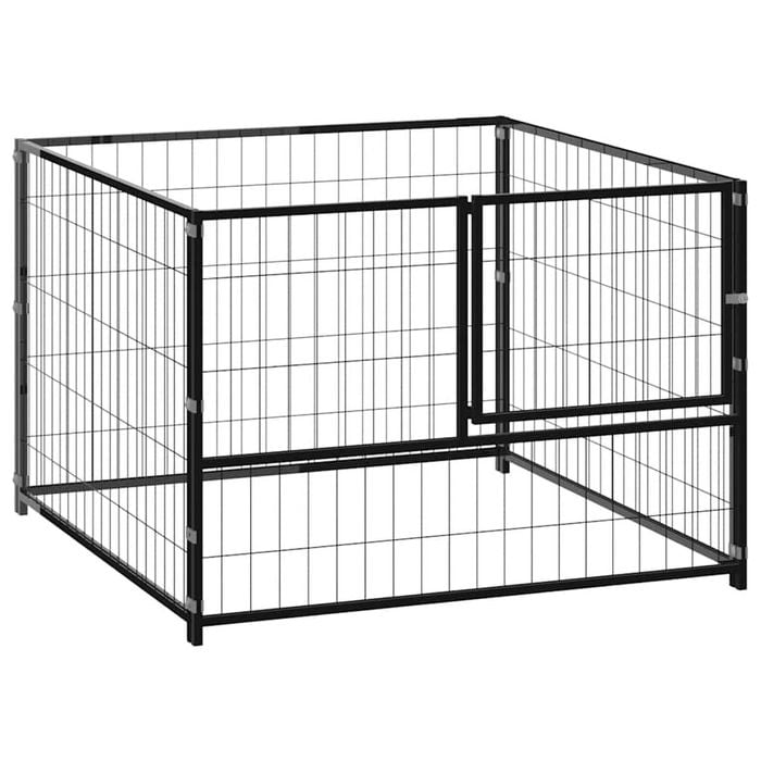 vidaXL Dog Kennel Black 100x100x70 cm Steel Puppy Enclosure Outdoor Dog Cage