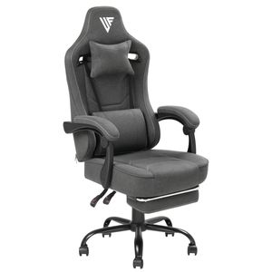 Advwin Gaming Chair with Footrest Linen Fabric Ergonomic Office Chair Dark Gray