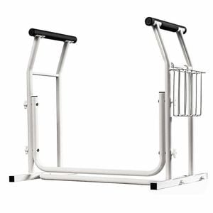 Toilet Surround Support Rails With Basket - Mobility Aid For Elderly & Disabled - Safety Frame With Handrails