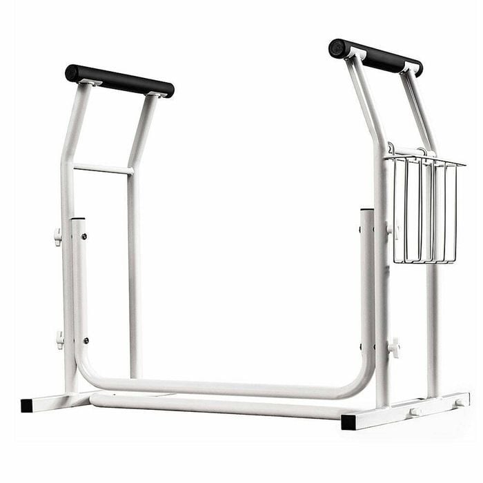 Toilet Surround Support Rails With Basket - Mobility Aid For Elderly & Disabled - Safety Frame With Handrails