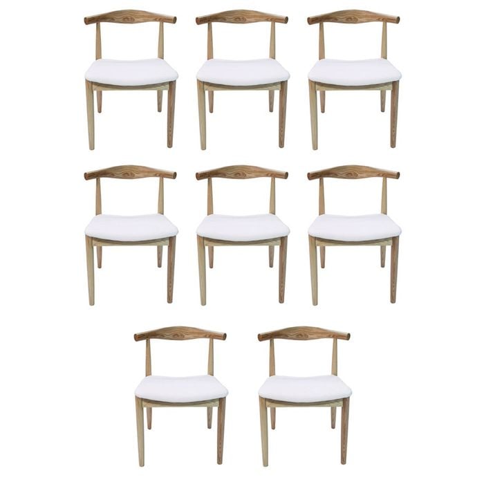 Sk Designer Living | Pack Of 8 | Replica Hans Wegner Elbow Chair Ch20 - White & Natural