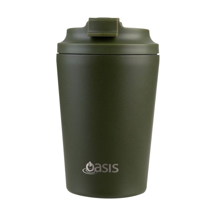 Oasis Ceramic Stainless Steel Coffee Cup D/Wall Insulated Forest Green 360ml