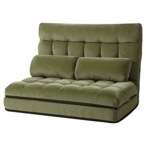 Artiss Sofa Bed Floor Lounge Green Fabric  2 Seater
