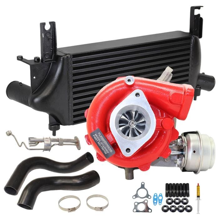 GEN1 High Flow Turbo With 75mm Intercooler & Hoses And Genuine Oil Feed Pipe For Nissan Pathfinder R51 YD25 2.5L 4 Bolts