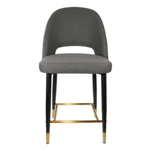 Durafurn 650mm High Anthracite Fabric Semifreddo Counter Stool with Black Metal Legs