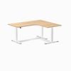 Desky L-shape Sit To Stand Sublime Teak Melamine Desk 1600x1400mm - Right Return Height Adjustable White Leg