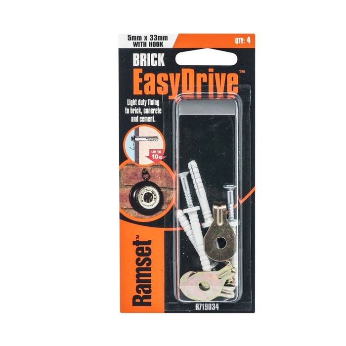Ramset 5 x 33mm EasyDrive Anchor With Hook - 4 Pack