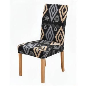Anyseat Chair Cover Black Diamond Print Elastic Slipcover Dining Decor