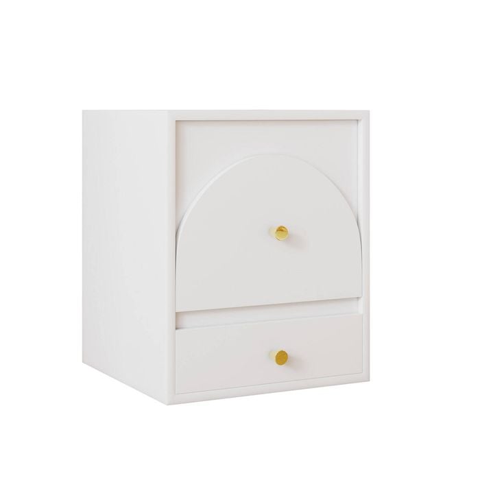 Bellos Living Faux Leather Bedside Table In White