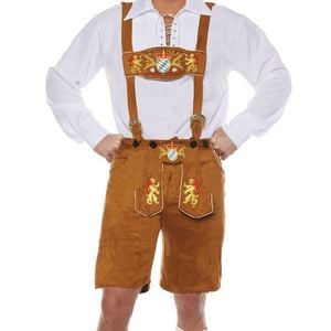 Lederhosen Deluxe Mens Oktoberfest Fancy Dress Costume - One Size