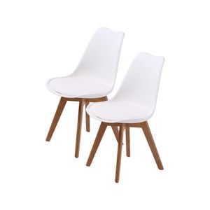 La Bella 2 Set White Retro Dining Cafe Chair Padded Seat