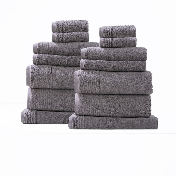 14pc Renee Taylor Aireys 650gsm Zero Twist Towel Set Nickel