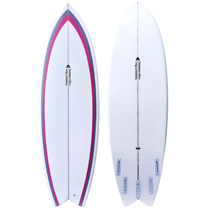 Summer Vibes Fish Swallow Tail Surfboard - Red - Red / Black, 6'6" X 22" X 2 7/8" 47.2l
