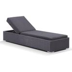 Outdoor Breeze Wicker Adjustable Single Sun Lounge - Charcoal with Denim