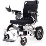 EQUIPMED Power Electric Wheelchair, Airline Approved Wheel Chair, Lightweight, Long Range, Lithium Batteries, Black & Silver