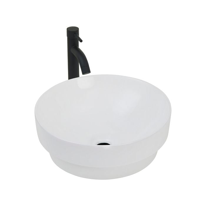 CIBO White Rise Round Semi Inset Ceramic Basin
