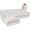 Smarcute 4 Pieces Sectional Sofa Couch L-shape Lounge Cushion Seat Cover Ivory (3 Seater + Chaise)