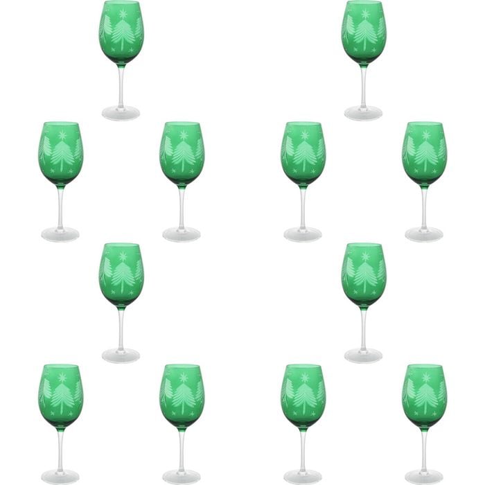 12PK LDV 9x23cm Wine Glass Emerald Home Christmas Decor - Green