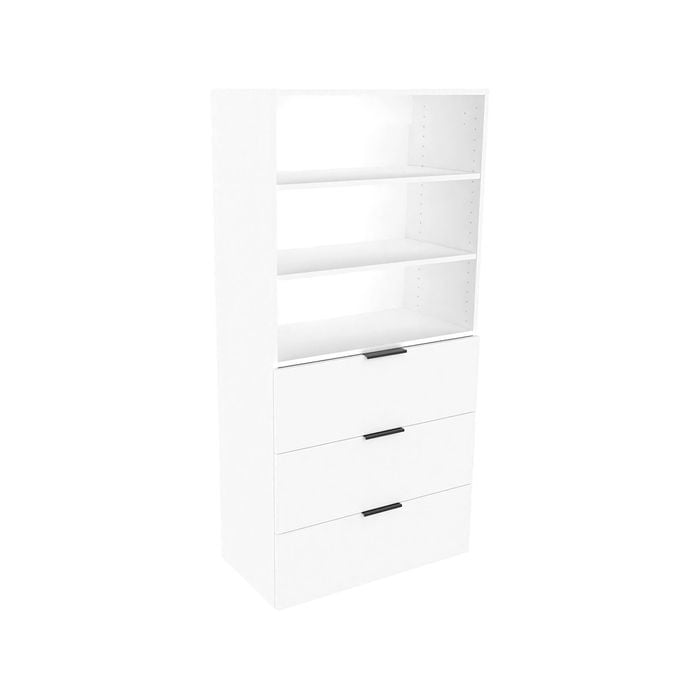 Lugna 1536 x 750 x 380mm White 3 Shelf 3 Drawer Storage Cabinet