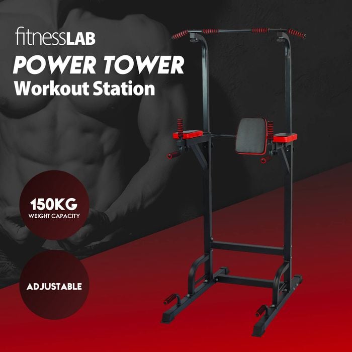 FitnessLab Power Tower Chin-Pull Up Dip Station Bench Press