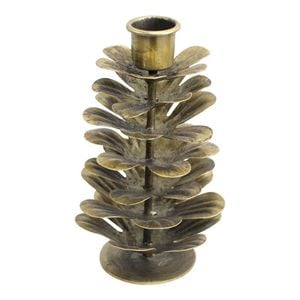 LVD Metal Pinecone 15cm Taper Candle Holder Large - Gold