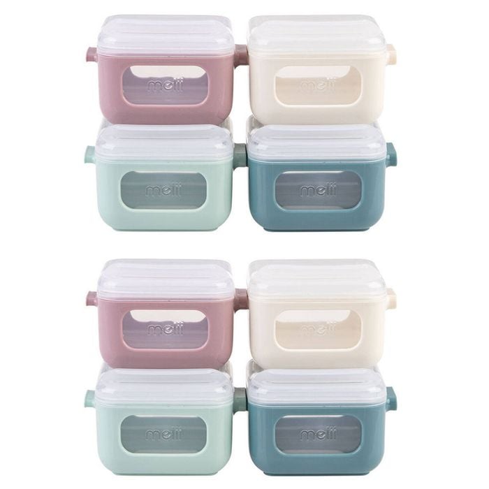 2x 4pc Melii Luxe 120ml Snap & Go Cubes Snack Container Set