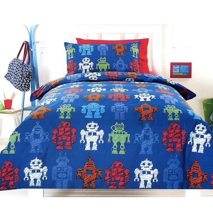Bloomington Robotic Blue Quilt Cover Set Single 140 x 210 cm