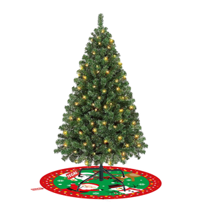TEGAL Table Top Christmas Trees with Lights 1.2m Pre-lit Small Xmas Tree with Tree Skirt - 1