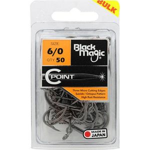 Black Magic C Point Fishing Hook 50x Charter Pack 6/0