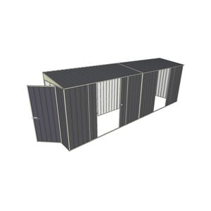 Build-A-Shed 1.2 x 6.0 x 2.0m Skillion Dual Double Sliding Side Doors Shed - Grey