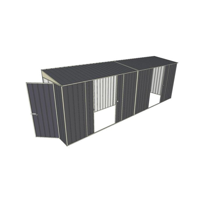 Build-A-Shed 1.2 x 6.0 x 2.0m Skillion Dual Double Sliding Side Doors Shed - Grey