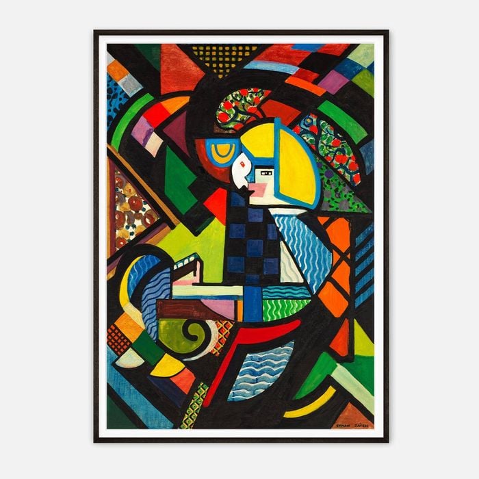 Galrie Vibrant Abstract Geometric Art Print by Eytan Saban – Colorful Wall Decor, Black Frame, A2 42 x 60cm (16 x 24inch)