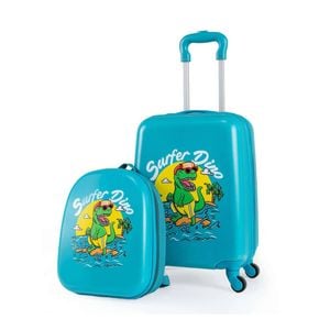 Costway Kids Luggage Set 30cm Suitcase & 29cm Backpack Airline-approved Blue