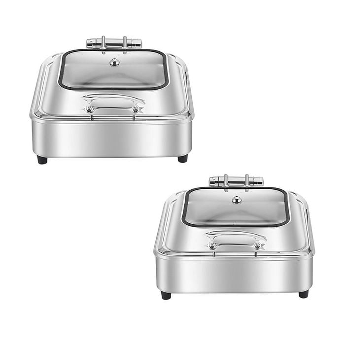 SOGA 2X Square Stainless Steel Chafing Dish Tray