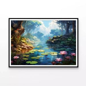View of Pond with Lily Pads  Print 100% Australian Made 90x60cm  (Poster)