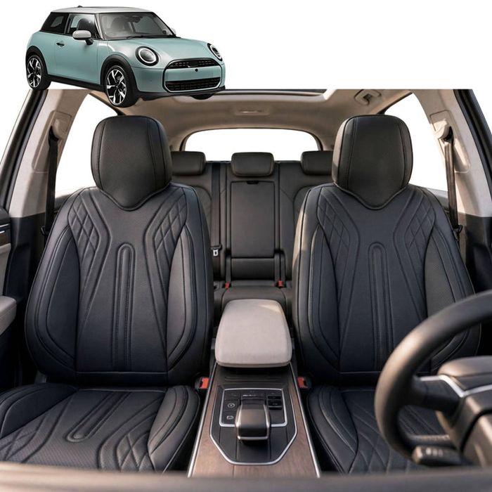 Australian Goose Front Seat Covers for MINI Cooper 3-Door Hatch 2024 - Current (J01/F66) - PU Leather, Black (2pc)